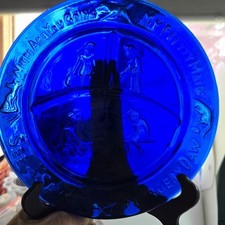 Vintage Margery Daw Cobalt Blue Child s Nursery Rhyme Plate Depression Glass