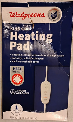 12'' x 24'' Heating Pad KING SIZE Blue 4 Heat Settings 2 Hour Auto-Shut Off
