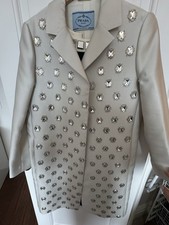Dynamic Prada runway silk evening coat with silver crystals