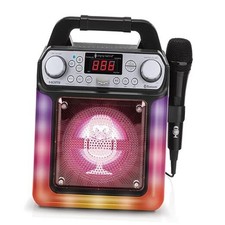 Portable Karaoke Machine with Wired Mic, Bluetooth, Black Portable Groove Mini
