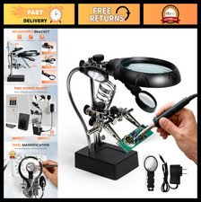 Adjustable Soldering Helping Hands with LED Light Magnifier, 2 Alligator Clips