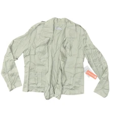 NEW Bagatelle Green Open Solid Blazer L Lyocell Jacket Long Sleeve Pockets