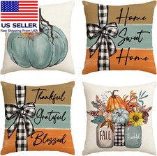 Fall Pumpkin Home Sweet Home Throw Pillow Covers, 18 X 18 Inch Autumn Thankful G