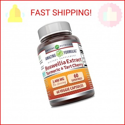 Amazing Formulas Boswellia Extract Turmeric and Tart Cherry Supplement | 2400 Mg