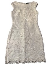 Ralph Lauren White Lace Sleeveless Sheath Dress Size 8 Wedding Shower Party