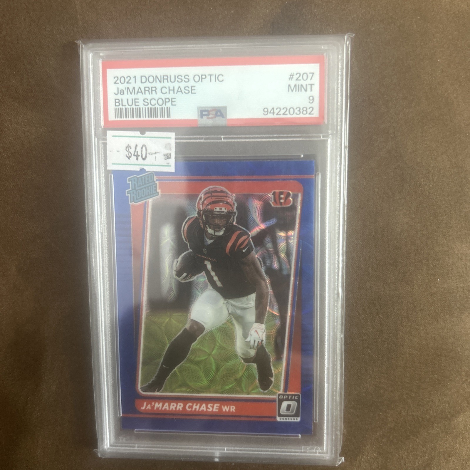 2021 Panini Donruss Optic JaMarr Chase Blue Scope RC Rated Rookie #207 PSA 9