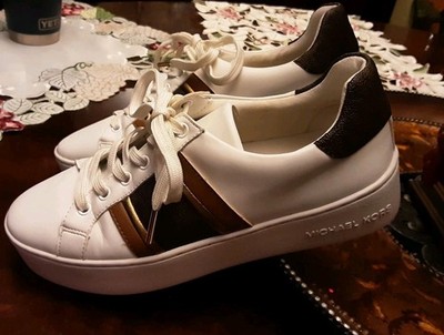MICHAEL KORS POPPY STRIPE LACE UP WOMEN SNEAKERS LOGO SHOES-7.5