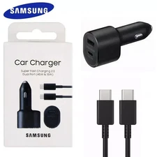 Original New Samsung 45W 2 Ports Super Fast Charging Dual Car Charger with Cable