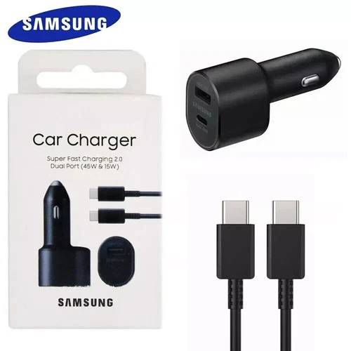 Original New Samsung 45W 2 Ports Super Fast Charging Dual Car Charger with Cable - product listing photo
