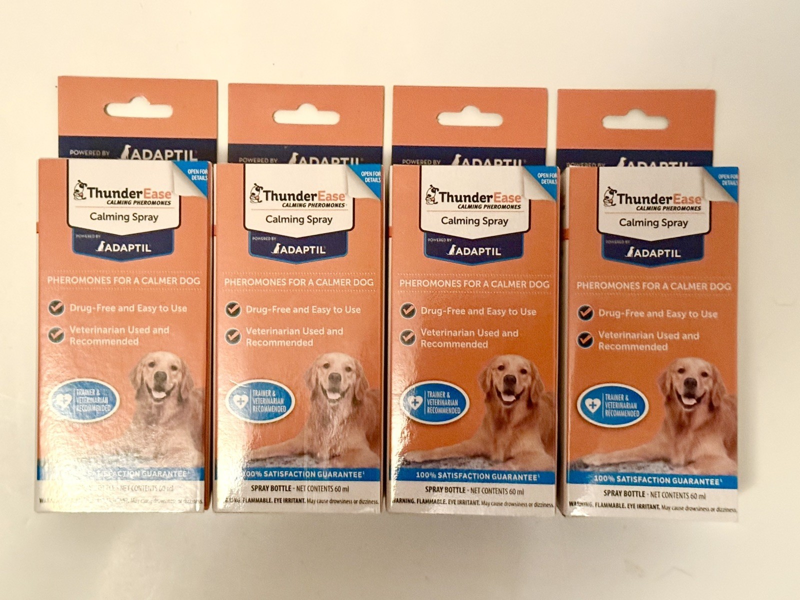 LOT OF 4 ThunderEase Adaptil calming spray for dogs canine 60m