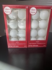 NEW 2 Boxes Ashland Glass Christmas Ball Ornaments White Glitter 2.5 In.