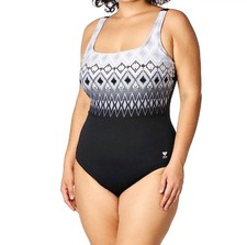 TYR Durafast Women's Baltic Star Aqua Controlfit 1 Pc Swimsuit, Gray Size 12 New