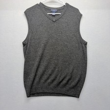 Dockers Mens V-Neck Sweater Vest Gray Diamond Argyle Knit Sleeveless Large