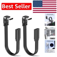 Flat 8-Inch USB-C Extension Cables, 2-Pack with 90-Degree Comfort Design