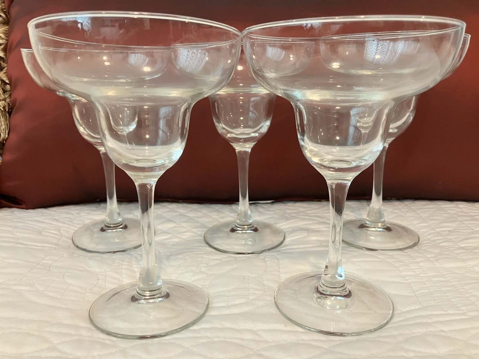 5 Clear Glass Margarita Cocktail Glasses 7" H x 4-3/4" Round