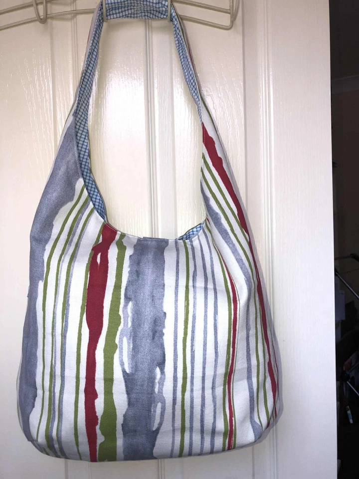 Handmade medium size colorful striped hippie shoulder bag festival hobo bag - Image 2 of 4