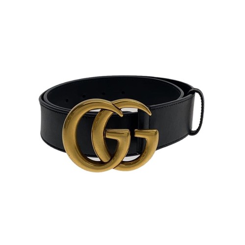 GUCCI Leather Belt, Black, Plain, Men's 400593