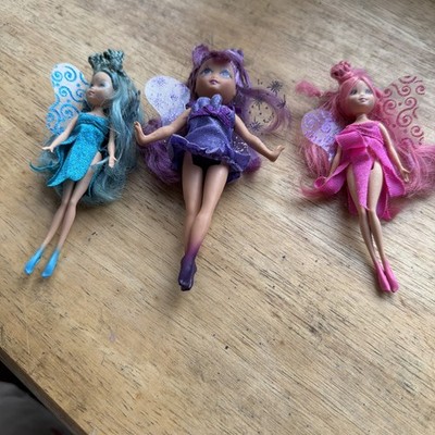 Vintage 2005 Barbie Fairytopia Wingdom Pixie Fairies Lot of 3 - Pink Blue Purple