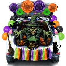 Witch Trunk or Treat Car Decorations Kit, Halloween Decor for SUV Colorful