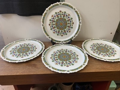 Vintage mid-century floral old world Sango set Of Four dinner plates Colorful