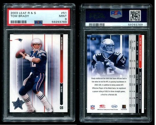 TOM BRADY 2003 Leaf Rookies and Stars #51 PSA 9
