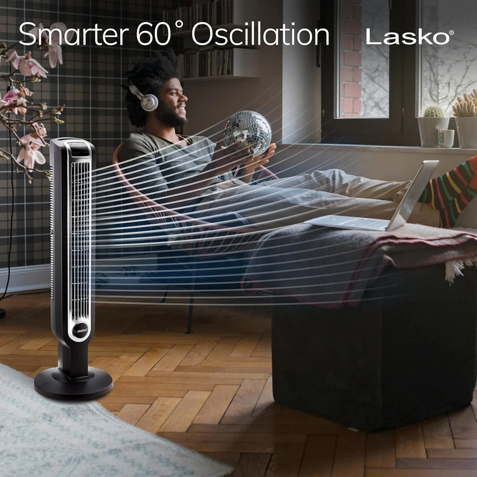 LASKO Oscillating Tower Fan 36" with Remote Control, 3 Quiet 2511 - Image 3 of 4