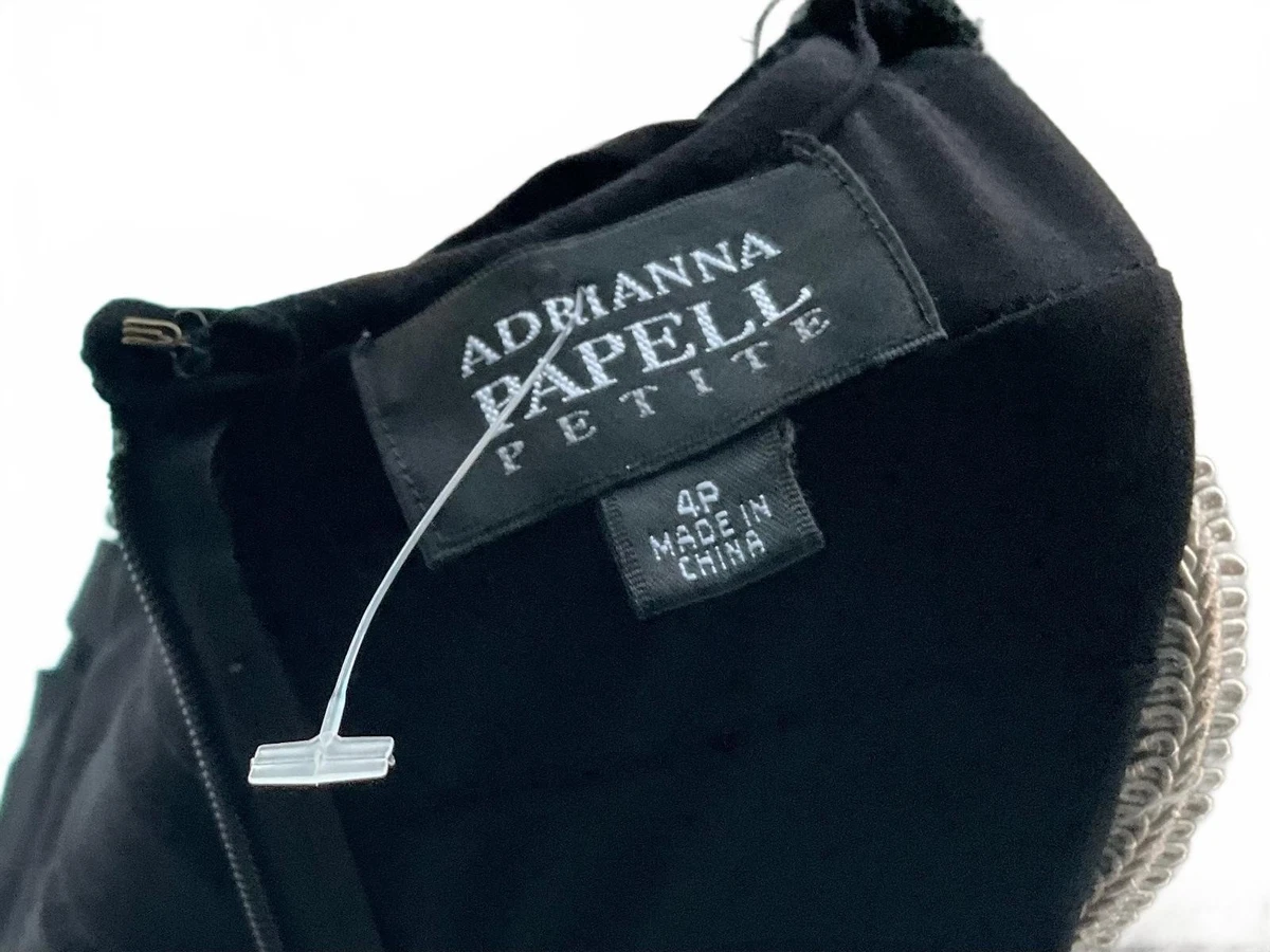 Vestido Vaina Adrianna Papell Petite Negro Cuello en V, Talla 4P