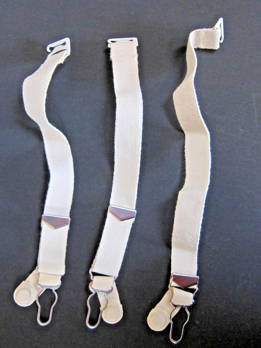 3 Vintage 1940's 50's Lingerie Garter Belt Girdle Clips White So Lo~10.5"  long