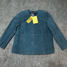 Dialogue Jacket Womens Extra Large Teal Blue Suede Button Front Lined Coat Nwt