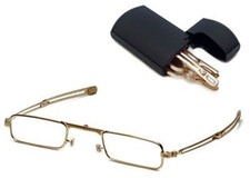 Original Special Mini-Folding Reading Glasses GOLD Black Flip Top Hard Case 1.00