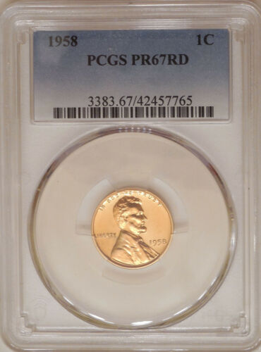 1958 PCGS PR-67-RD proof Lincoln wheat cent no toning red superb gem - Picture 1 of 9