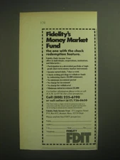 1974 Fidelity FDIT Advertisement - Fidelity's Money Market Fund