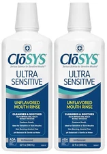 CloSYS 32 oz Ultra Sensitive Mouthwash (2 Bottles) – Unflavored, Free & Fast Del