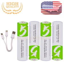 4PC USB AA 1.5V Lithium ion Rechargeable li-ion Battery Fast Charge Type C Cable