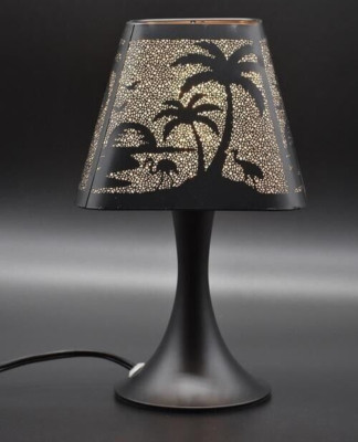 Fragrance Touch Lamp Wax/Oil Warmer Silver  Black Palm Trees Plug-In Corded