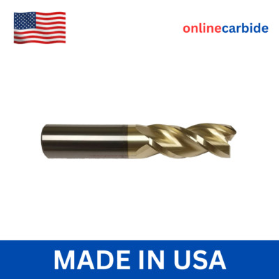 3/4'' Carbide End Mill 3 Flute ZrN Coated for Aluminum High Performance USA Made