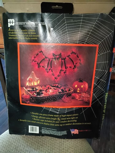 1995 Light Up Bat Silhouette Halloween Hanging Decor Made In The USA 17.5 X 14 - Picture 2 of 16
