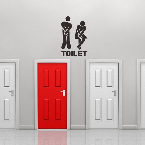 Removable Wall Stickers Toilet Sign PVC Easy Apply Man and Woman Men