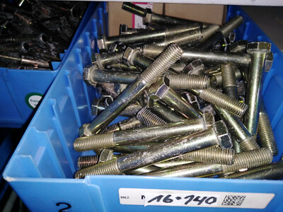 10 hexagon screws with shank DIN931 M16x140%multiple purchase%% yellow zinc-plated