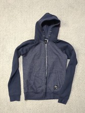 Joe's Zip up Hooded Sweatshirt Blue Raglan Sleeve Size Large 14-16