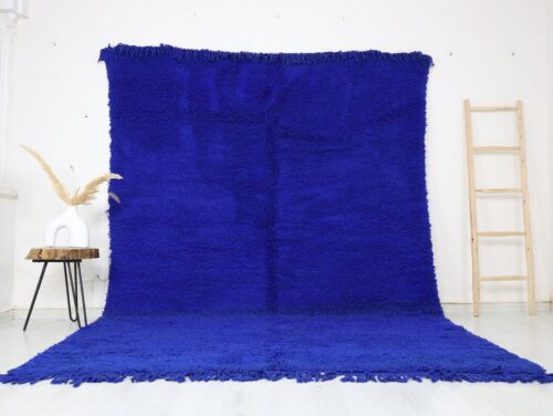 Tapis marocain bleu personnalisé Beni ouain tapis laine personnalisé tapis marocain fait main, - Photo 1 sur 7