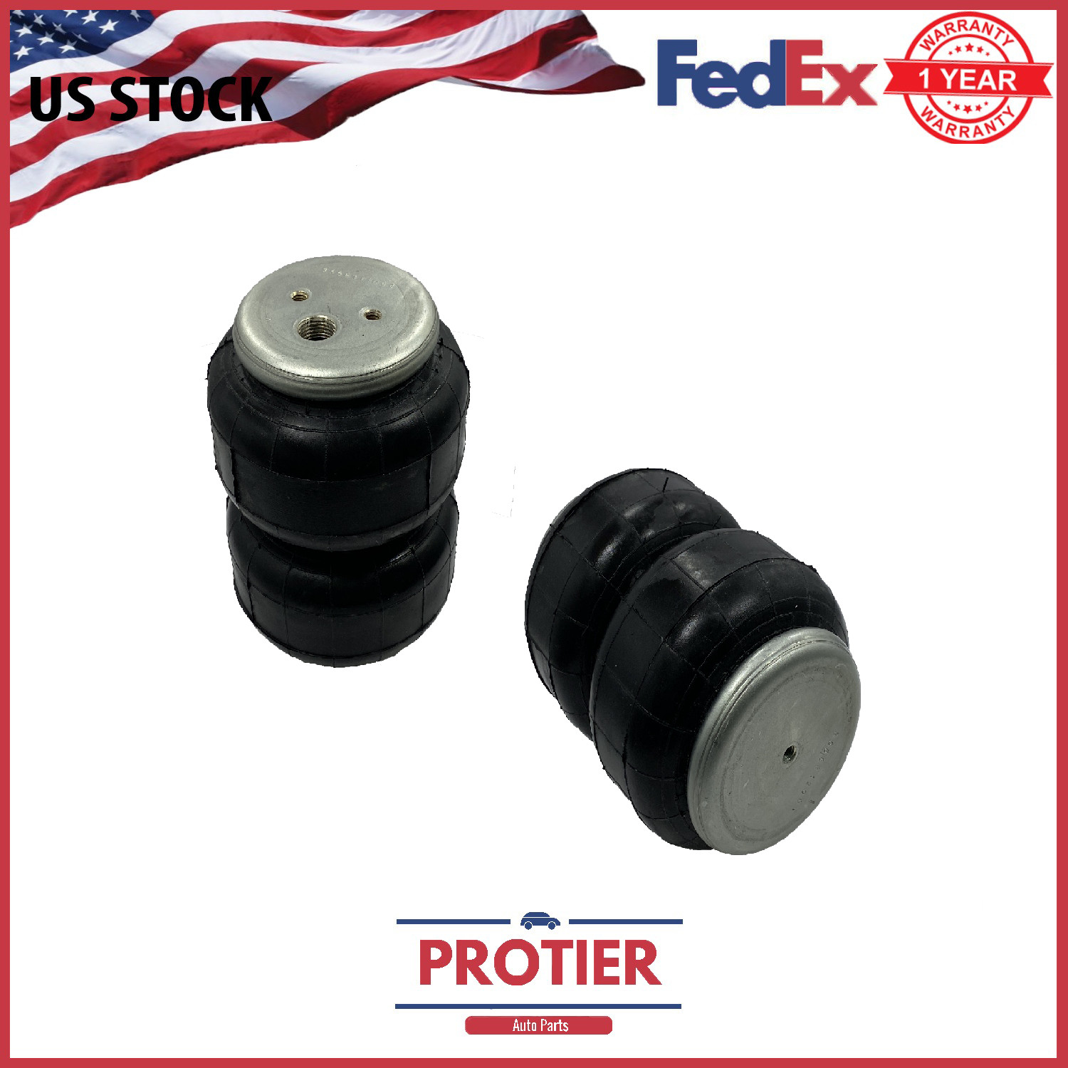 Pair Heavy Duty Custom Air Suspension Spring Bag 1/2 inch NPT Port 2096 lbs Load