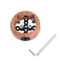 Side Handle Round Wood Handgrip w/1/4"-20 Screw & 3/8"-16 ARRI Accessory Thread