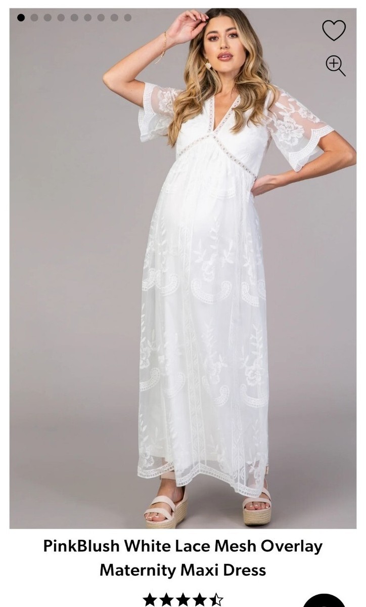 $98 Pinkblush Cream / Blush Maternity Lace Overlay Off Shoulder Maxi Dress  Large | eBay