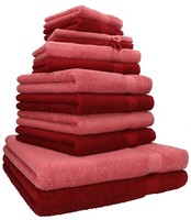12Er Handtuch Set HandtüCher DuschtüCher Premium 100% Bw Rubinrot / Himbeere