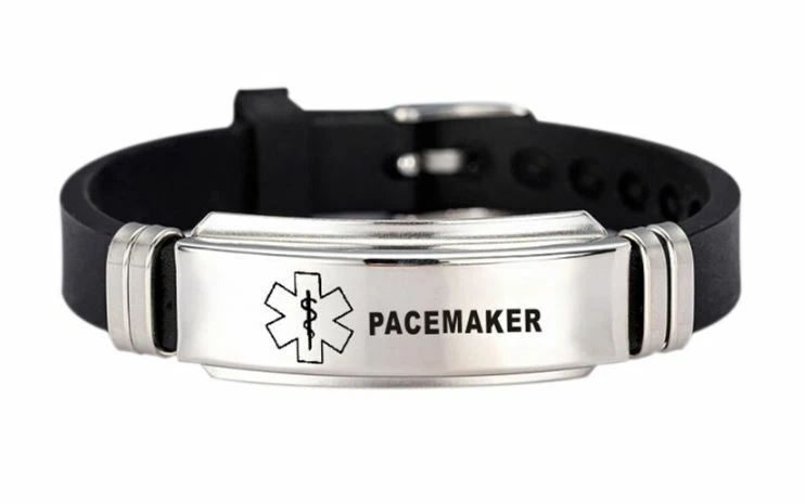 Medical Alert Bracelet Silicone Wristband Diabetes Epilepsy Stainless Steel