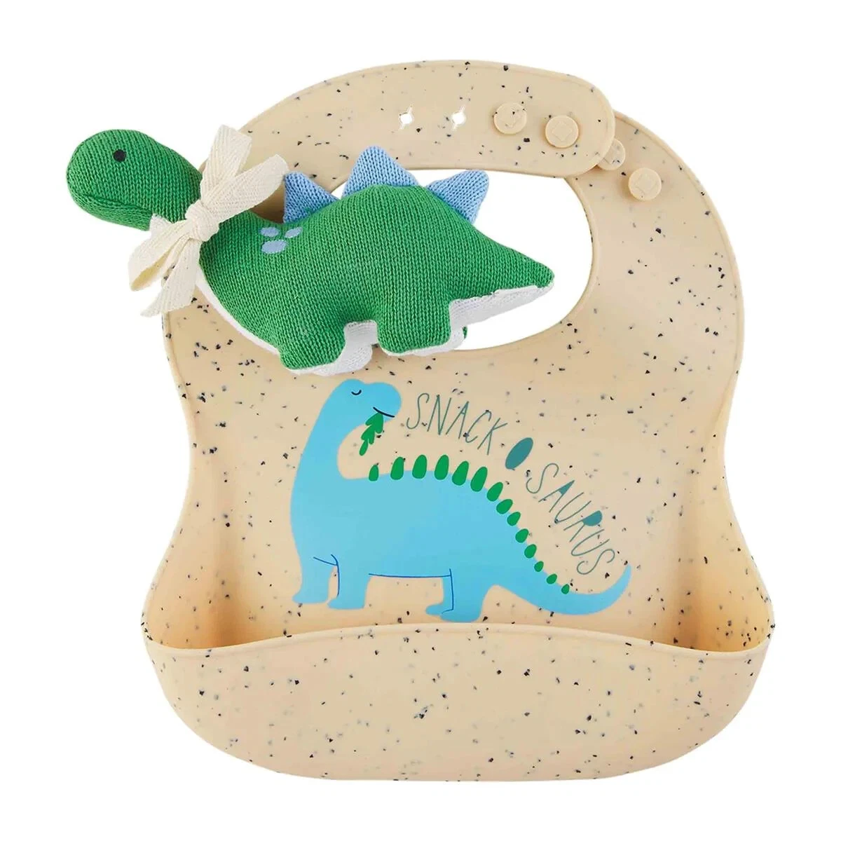 Dinosaur Silicone Bib & Rattle NEW