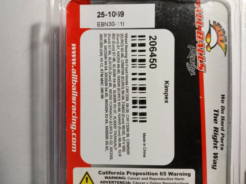 Honda XR600R XL600R NX250 XL350R Front Wheel Bearing Kit Fits 1983-90 250-600cc — 第 4/4 张图片
