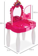 Kids Makeup Hair Vanity Table Mirror Princess Play Set Pretend Play Hot Pink GUC