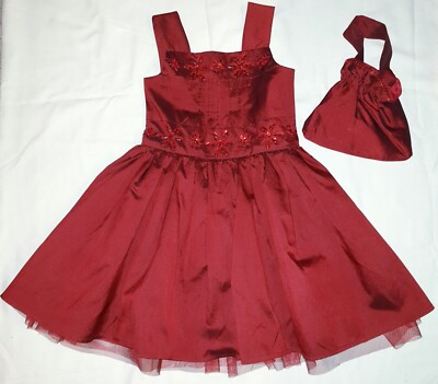 George - Süßes Kleid mit Täschchen   Blumenmädchen dunkelrot - Gr. 80/86   TOP